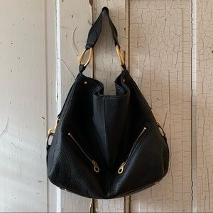 Presa black leather oversized slouchy bag